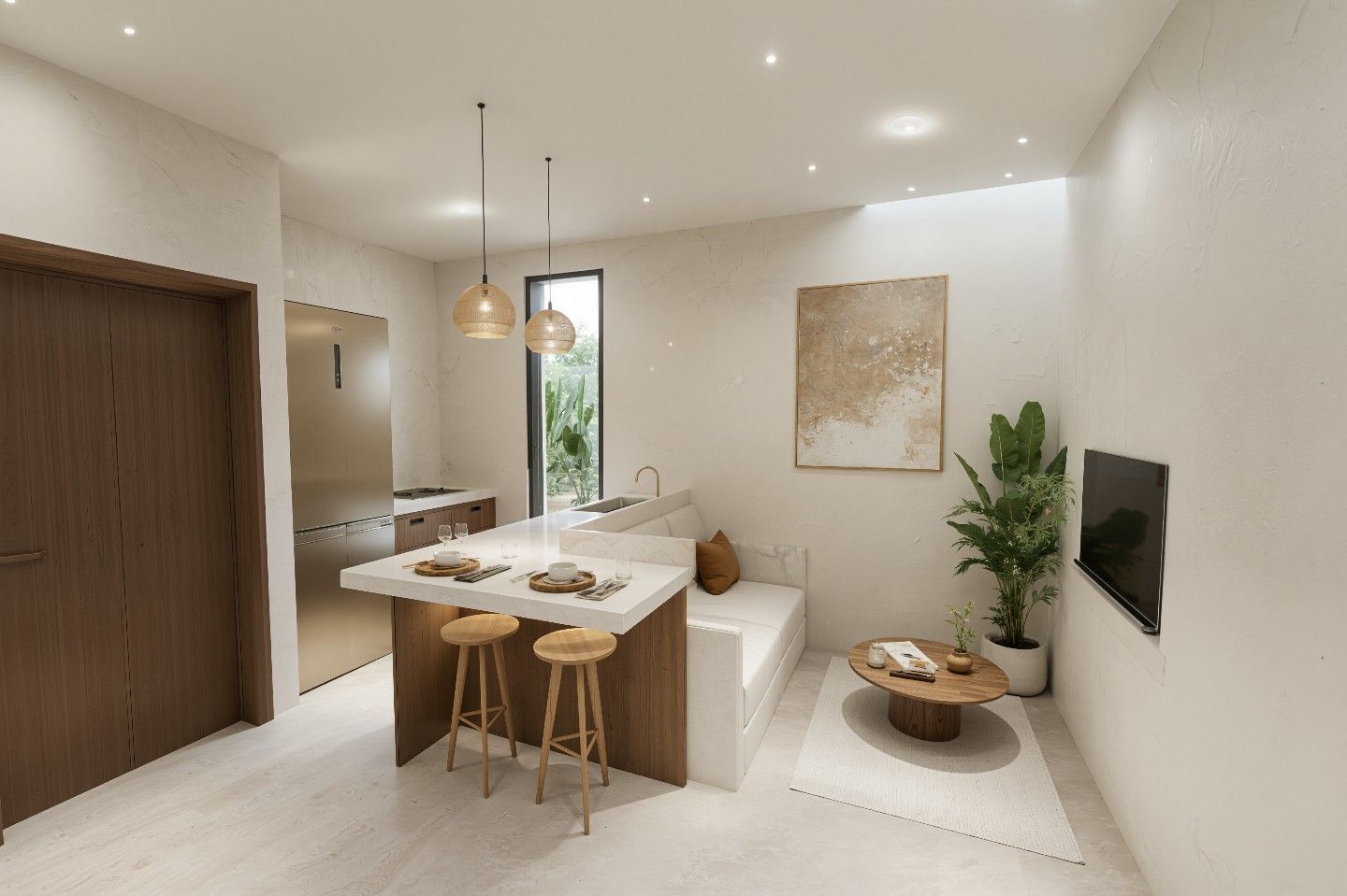 Living room with kitchen
